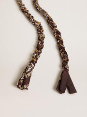 Golden Goose Burgundy braided fabric charm with brass chain