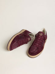 Golden Goose Women's Ball Star in burgundy suede with crystal star and metallic leather heel tab
