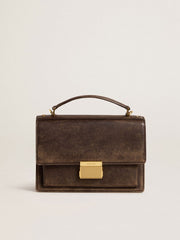 Golden Goose Venezia Bag in vintage dark brown embossed leather with gold details