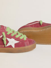Golden Goose Women’s Super-Star in red suede with white leather star and silver leather heel tab