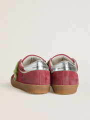 Golden Goose Women’s Super-Star in red suede with white leather star and silver leather heel tab