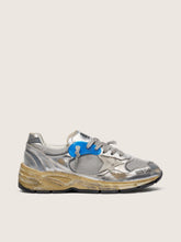 Golden Goose Women's Dad-Star in silver laminated leather and mesh with white leather star and silver heel tab