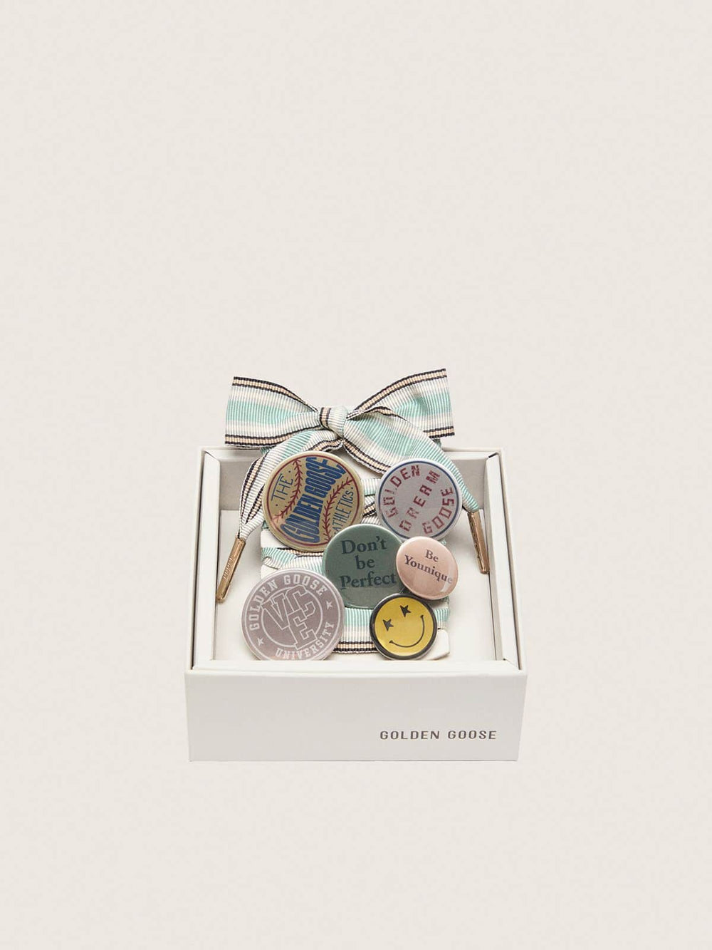 Golden Goose Skins multicolor striped laces with pins