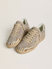 Golden Goose Women's Ball Star LTD in suede with metallic leather star and zebra pony skin heel tab