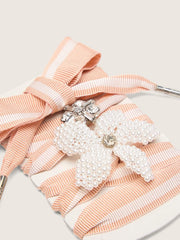 Golden Goose Skins white and pink striped laces with beaded and crystal charms