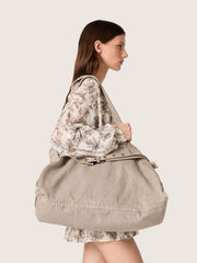 Golden Goose Anthracite canvas tote bag with embroidery and antique silver details