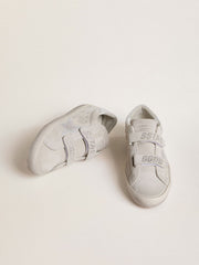 Golden Goose Women's Old School in light gray suede with a leather star with micro-glitter