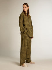 Golden Goose Women's Ball Star in suede with orange star and silver metallic heel tab