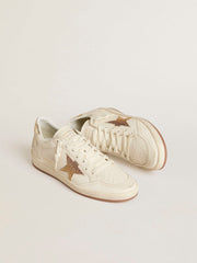 Golden Goose Women’s Ball Star in white leather with crystal star and metallic heel tab