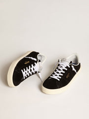 Golden Goose Women's Tennis in black suede with white leather heel tab