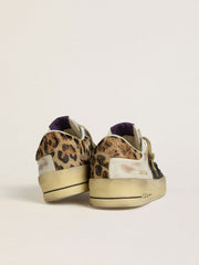 Golden Goose Women's Stardan in nappa and mesh with leopard-print pony skin heel tab