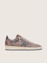 Golden Goose Women's Ball Star in lavender suede with silver glitter star and laminated leather heel tab