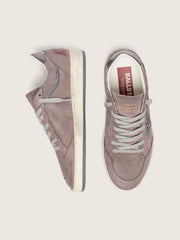 Golden Goose Women's Ball Star in lavender suede with silver glitter star and laminated leather heel tab
