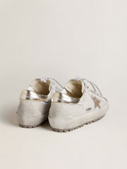 Golden Goose Women's Super-Star Ski in light gray nylon with metallic leather star and heel tab