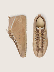 Golden Goose Women's Mid Star Ski in caramel suede with nubuck star and suede heel tab