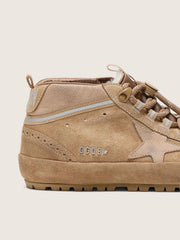 Golden Goose Women's Mid Star Ski in caramel suede with nubuck star and suede heel tab