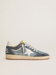 Golden Goose Women's Ball Star LTD in light blue suede with milk-white leather star and heel tab