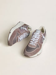 Golden Goose Women's Running Sole in lavender nylon and suede with printed star and silver leather heel tab