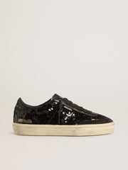 Golden Goose Women's Soul Star in black sequins with black suede heel tab