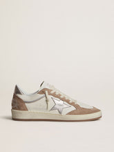 Golden Goose Ball Star LTD in white nappa leather and old rose suede with metallic silver leather star and heel tab