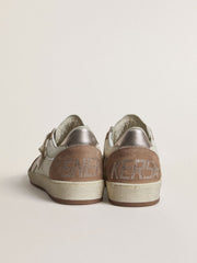 Golden Goose Ball Star LTD in white nappa leather and old rose suede with metallic silver leather star and heel tab