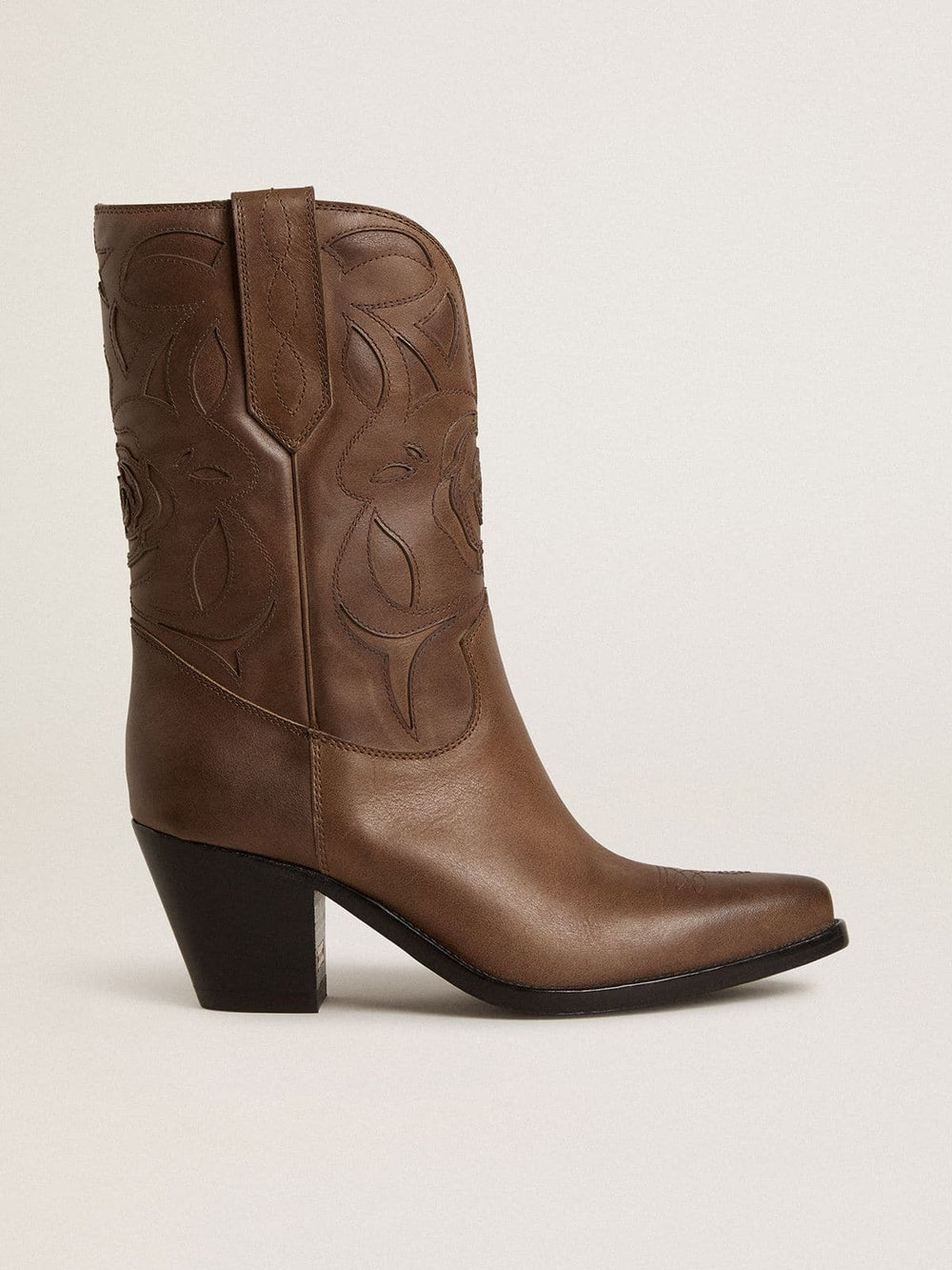Golden Goose Wish Star boots in dove-gray leather with tone-on-tone inlay details