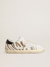 Golden Goose Women’s Super-Star LTD in white pony skin with brown glitter and white suede star