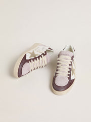 Golden Goose Women's Ball Star LTD in nappa with platinum foiled leather star and burgundy nubuck leather heel tab
