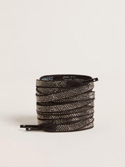 Golden Goose Black cotton laces with silver Swarovski crystals and white logo