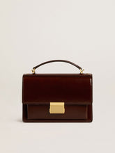 Golden Goose Venezia Bag in dark brown laminated leather with gold details