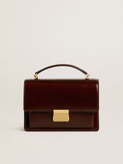 Golden Goose Venezia Bag in dark brown laminated leather with gold details