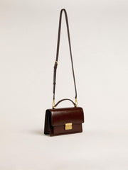 Golden Goose Venezia Bag in dark brown laminated leather with gold details