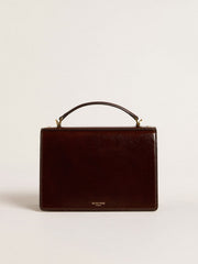 Golden Goose Venezia Bag in dark brown laminated leather with gold details