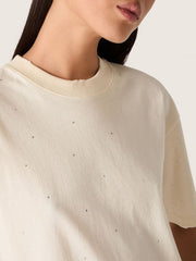 Golden Goose Star unisex T-shirt in white cotton with all-over gradient crystals and print on the back