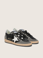 Golden Goose Women's gray and black Ball Star LTD in glitter with Skins