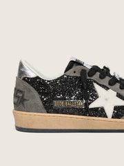 Golden Goose Women's gray and black Ball Star LTD in glitter with Skins