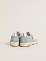 Golden Goose Women's Ball Star in powder-blue suede with cream-colored leather star
