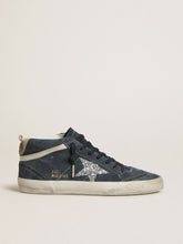 Golden Goose Women's Mid Star in petrol-blue suede with silver glitter star and cotton flash