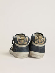 Golden Goose Women's Mid Star in petrol-blue suede with silver glitter star and cotton flash