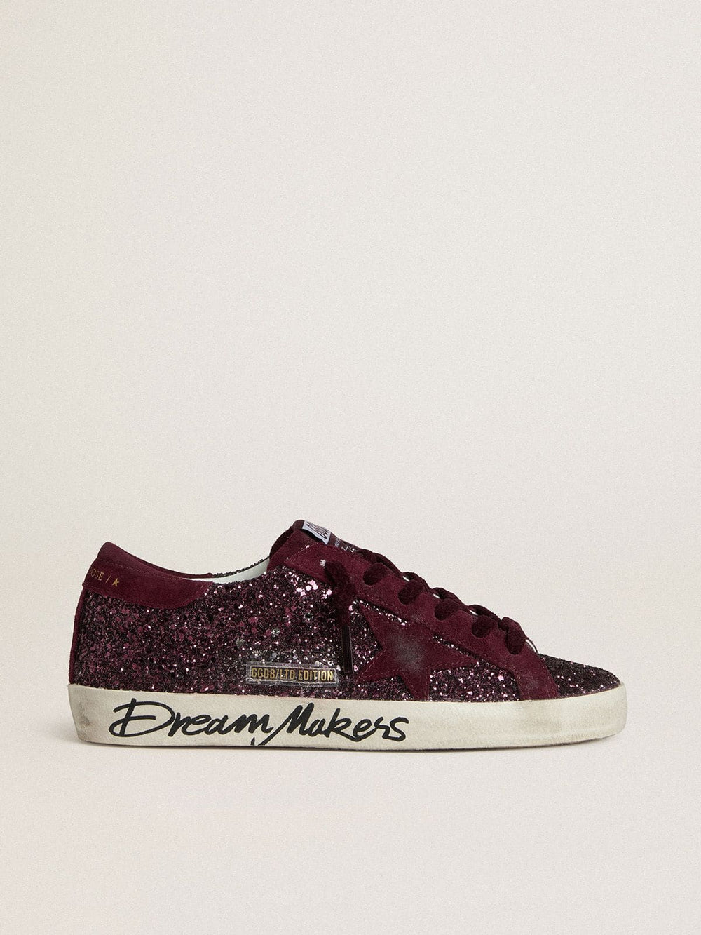 Golden Goose Women's Super-Star LTD in cherry glitter with cherry suede star