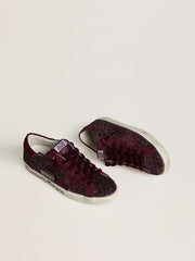 Golden Goose Women's Super-Star LTD in cherry glitter with cherry suede star