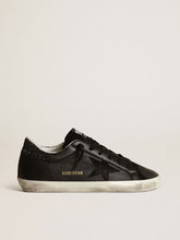 Golden Goose Women's Super-Star in black nappa with black star and glitter heel tab