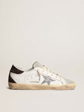 Golden Goose Women's Super-Star with silver star and brown glitter heel tab