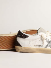 Golden Goose Women's Super-Star with silver star and brown glitter heel tab