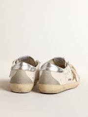 Golden Goose Women's Super-Star with gold glitter star and ice-gray suede inserts
