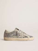 Golden Goose Women's Super-Star in silver glitter with ice-gray suede star