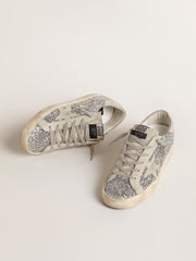 Golden Goose Women's Super-Star in silver glitter with ice-gray suede star
