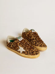 Golden Goose Women’s Super-Star in leopard-print pony skin with leather star and heel tab