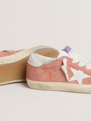 Golden Goose Women’s Super-Star in coral suede with white leather star and heel tab
