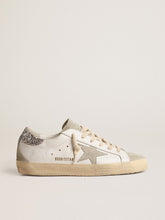 Golden Goose Women's Super-Star with gray star and silver glitter heel tab
